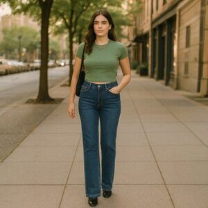 Code Bleu Maya Straight Leg Medium Wash Jeans Size 4